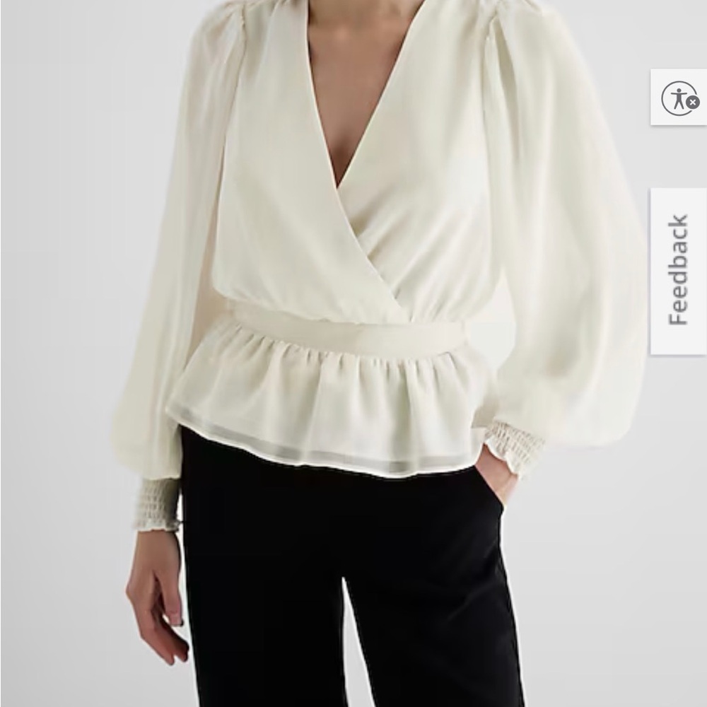Express Cream Wrap Blouse